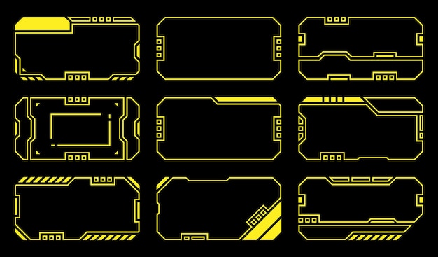 Geel frame overzicht technologie futuristisch hud vector design