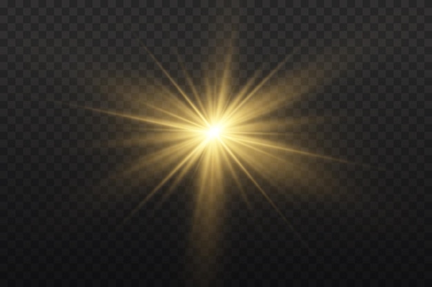 Vector geel gloeiend licht. bright star stralende zon