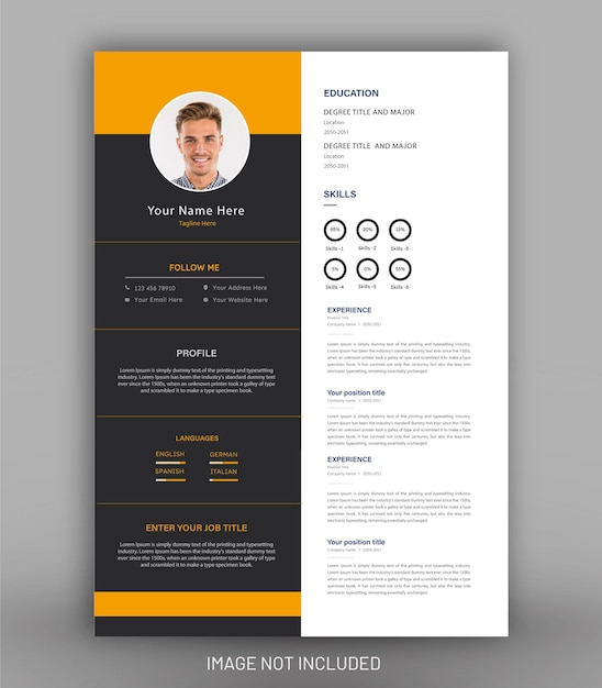 Geel kleur cv ontwerp