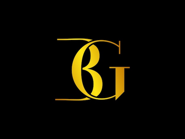 Geel logo met de letter bg op een zwarte achtergrond