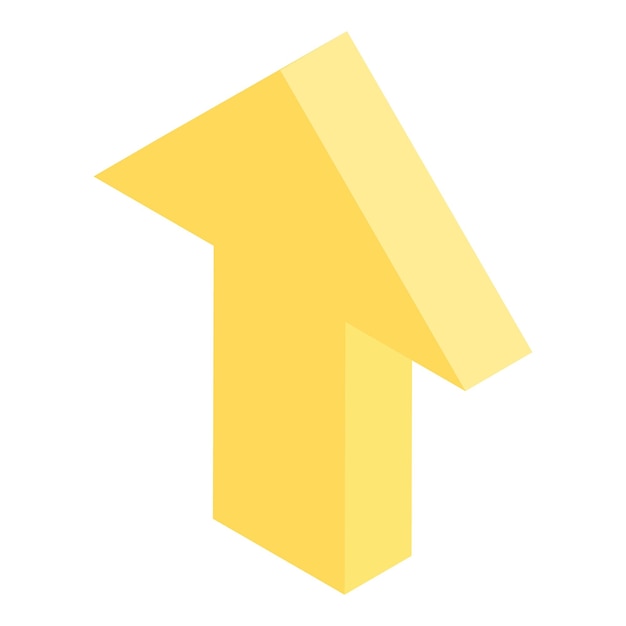 Geel pijlpictogram Isometrisch van gele pijl vectorpictogram voor webdesign geïsoleerd op een witte achtergrond