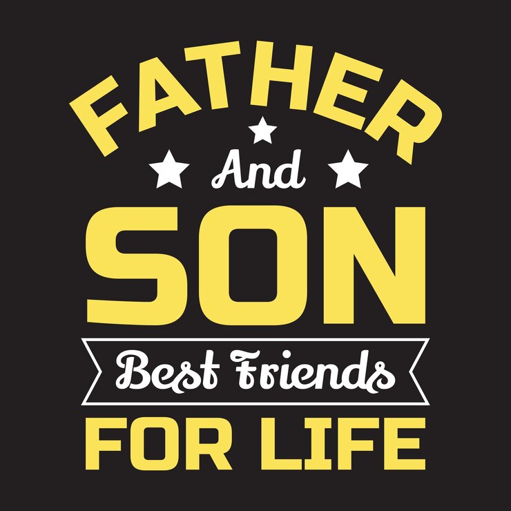 Geel vader en zoon typografie t-shirt voor gelukkige vaders dag premium vector