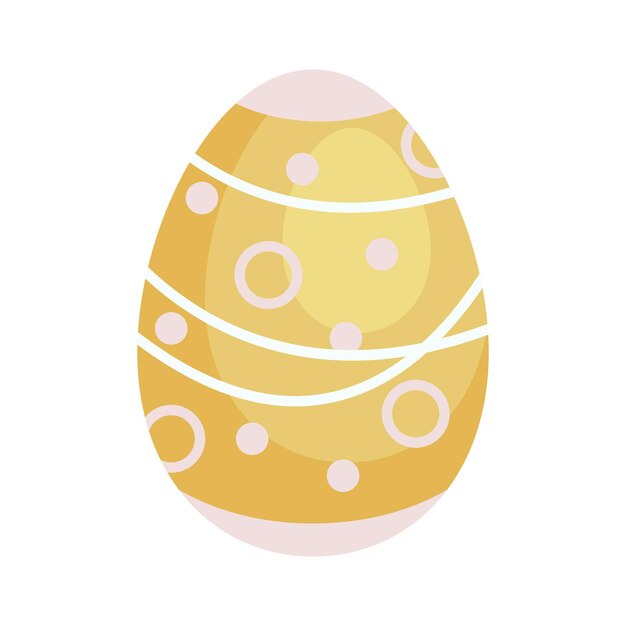 Geel versierd paasei Een ei is getekend in een schattige cartoonstijl en gekleurd voor Pasen