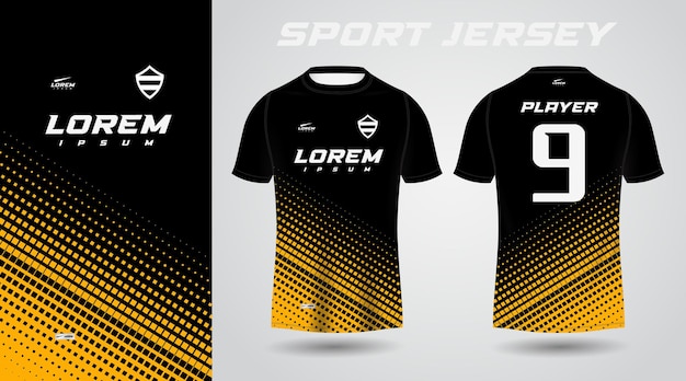 Geel zwart shirt sport jersey ontwerp