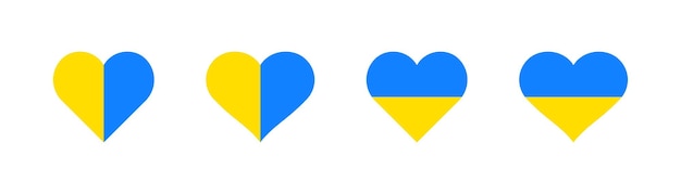 Geelblauw gekleurd hartpictogram Vlag van Oekraïne in vorm van hart Nationaal symbool van Oekraïne Geen oorlog Vrede Gekleurd plat ontwerp