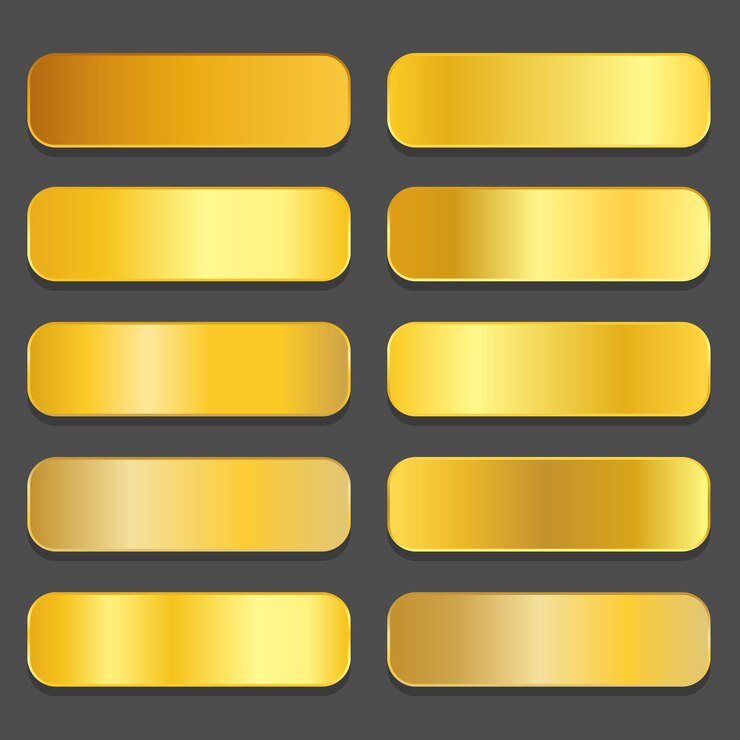 Vector geelgouden gradiënten gouden metallic gradiënten