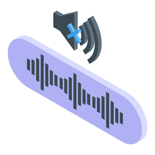 Vector geen geluidsicoon isometrische vector doof oor verlieshulp