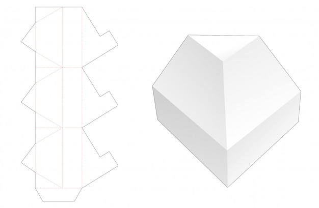 Geen lijm driehoekige verpakkingsdoos gestanst sjabloon