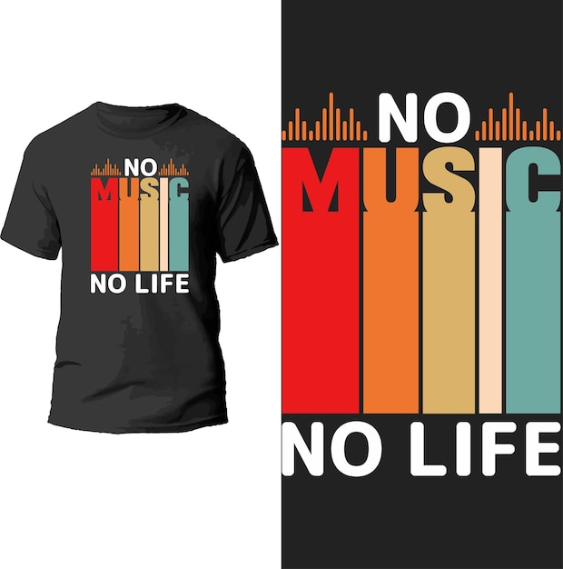 Geen muziek geen leven t-shirtontwerp.