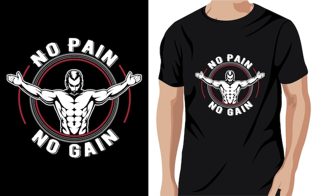 Geen pijn geen winst Gym t-shirt ontwerp