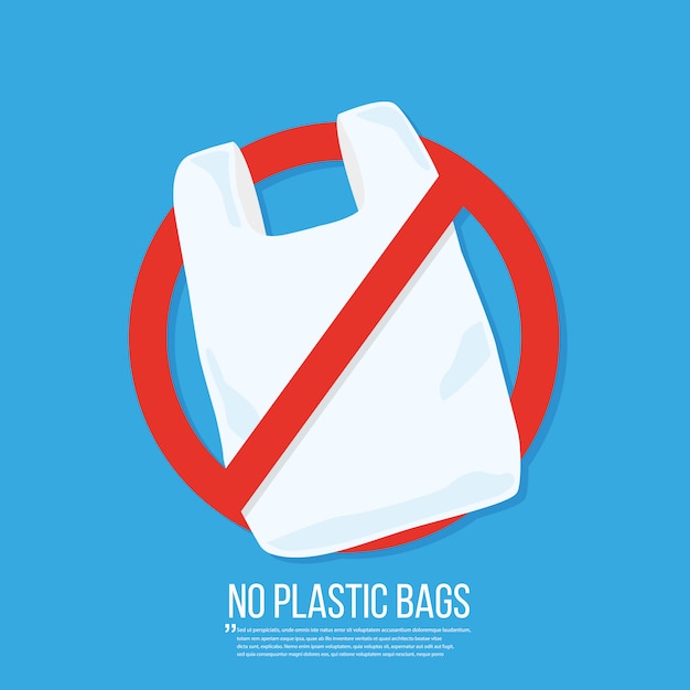 Geen plastic zak Vector plat ontwerp.