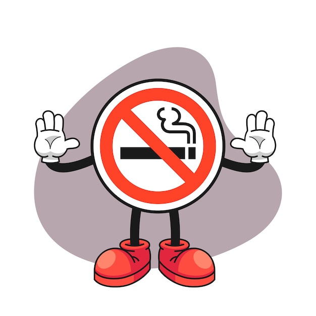 Geen rookvrije teken stripfiguur met een stop handgebaar