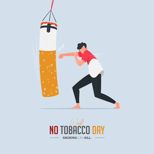 Geen tabaksdag poster voor sigarettenvergiftiging concept.
