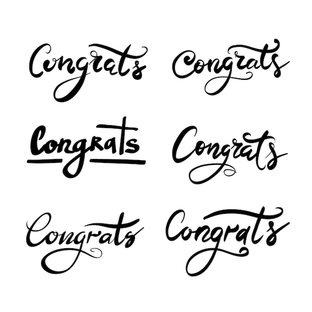Gefeliciteerd belettering set. Handgetekende typografie