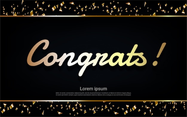 Vector gefeliciteerd gouden letters met lint