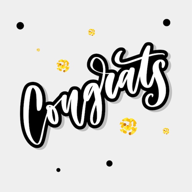 Gefeliciteerd met de hand geschreven belettering voor gefeliciteerd kaart, wenskaart