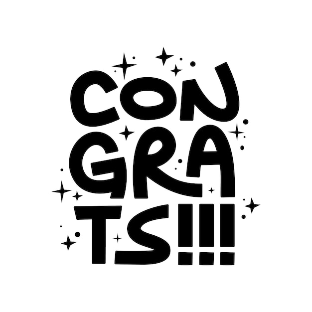 Gefeliciteerd met een handgetekende brief, een felicitatie sticker, een leuk ontwerp.