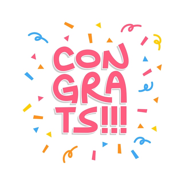 Gefeliciteerd met een handgetekende brief, een felicitatie sticker, een leuk ontwerp.