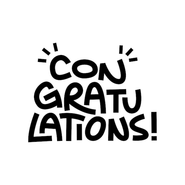 Gefeliciteerd met het ontwerpen van letters met hand geïllustreerde tekst met een felicitatie-boodschap met een kalligrafische vectorbanner