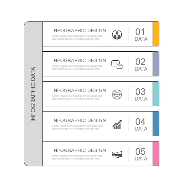 gegevens infographics tabblad papier dunne lijn indexsjabloon.