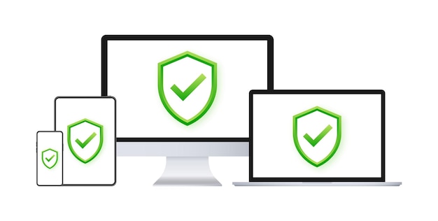 Gegevensbeveiliging Cyber Security Shield-pictogram met vinkje