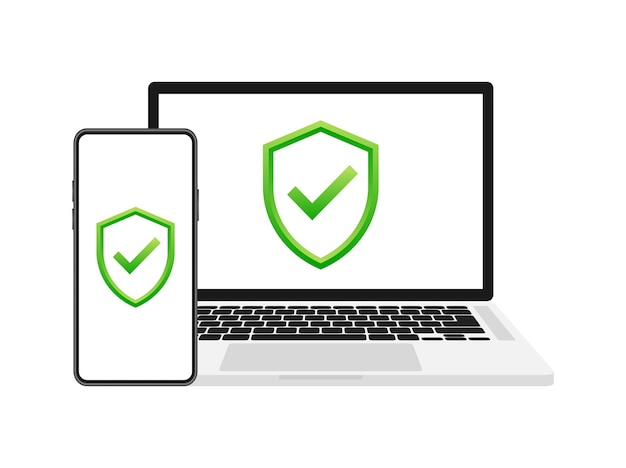 Gegevensbeveiliging Cyber Security Shield-pictogram met vinkje