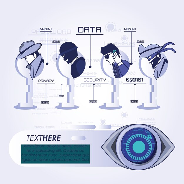 gegevensbeveiliging technologie set pictogrammen