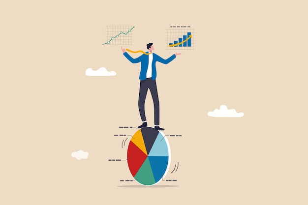 Gegevensgestuurd met analytisch onderzoek, advertentie-optimalisatie op basis van gebruikers- of klantgedrag, statistieken om de verkoop te verbeteren, slimme zakenmanbalans en controlecirkeldiagram met analysegegevens in handen.