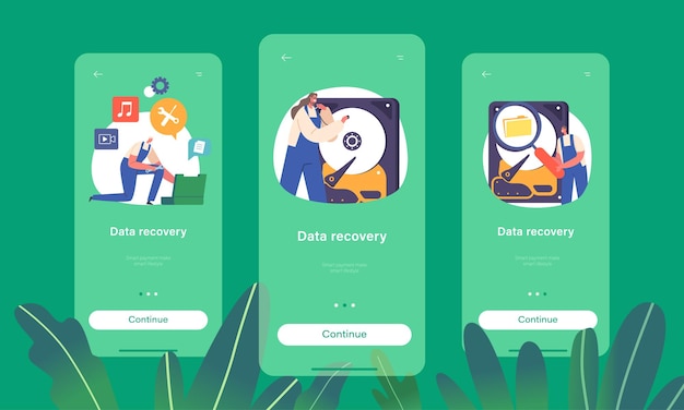 Gegevensherstel Mobiele app-pagina Onboard-schermsjabloontekens Gegevens- en informatieopslagback-up repareren