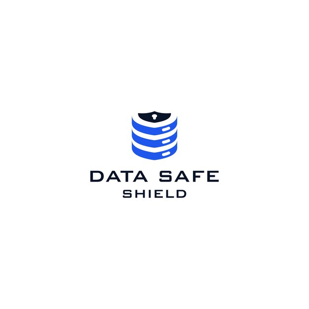 Gegevensserver met schild voor logo-ontwerp voor beveiliging en technologie