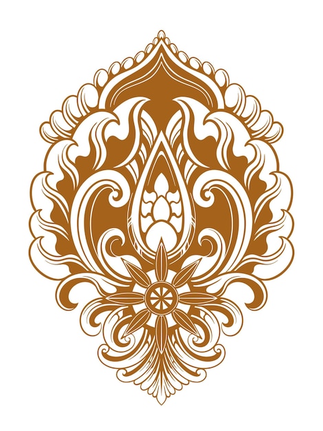 Gegraveerd ornamentelementontwerp voor rand, bewerkbare kleur