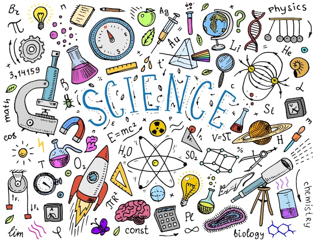 Vector gegraveerde hand getekend in oude schets en vintage stijl wetenschappelijke formules en berekeningen in natuurkunde en wiskunde scheikunde en biologie of astronomie op whiteboard onderwijs en wetenschap