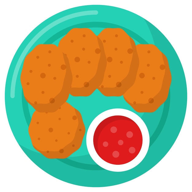 Gegrilde pasteitjes met saus of Aloo Tikki gepaneerde kotelet of kroketten en Dip vector design Asian