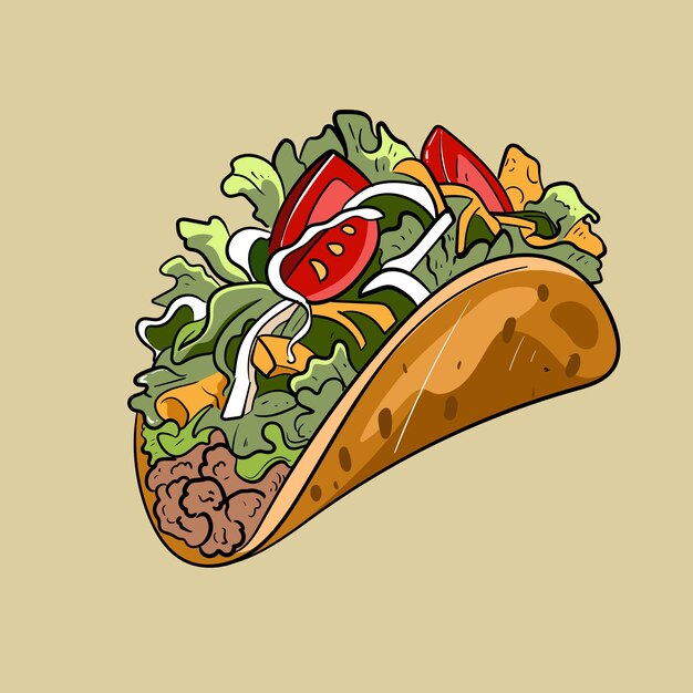 Gegrilde rundvlees taco Mexicaanse taco's met gehaktkaas en sla met verse tomaten
