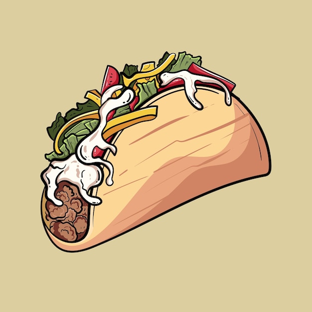 Gegrilde rundvlees taco Mexicaanse taco's met gehaktkaas en sla met verse tomaten