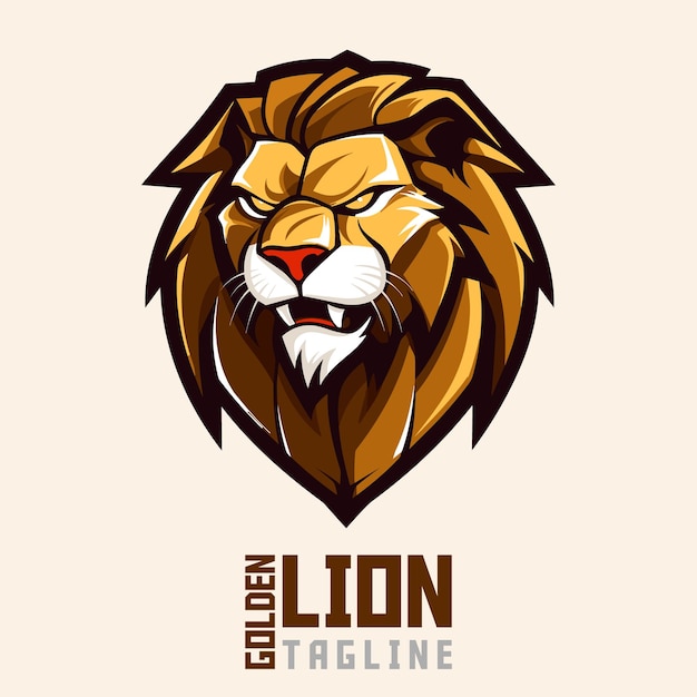 Geïllustreerd Gouden Leeuw Logo Een majestueus embleem voor sport- en esports teams