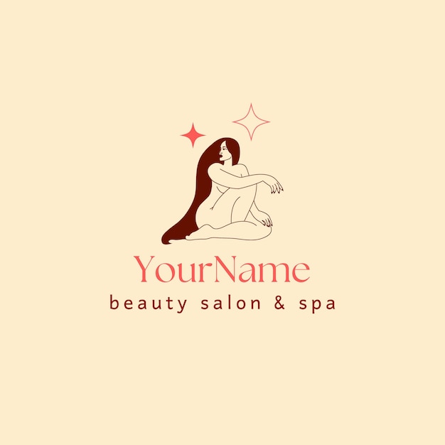 Geïllustreerde elegante vrouw spa schoonheidssalon logo sjabloon