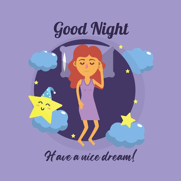 Vector geïllustreerde good night quotes post