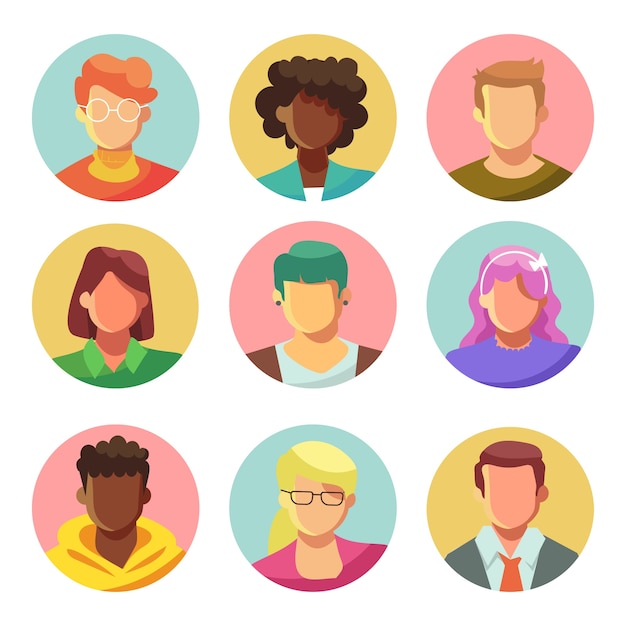 Geïllustreerde mensen avatars pack