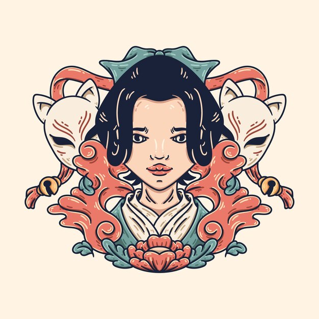 Geisha en kitsune