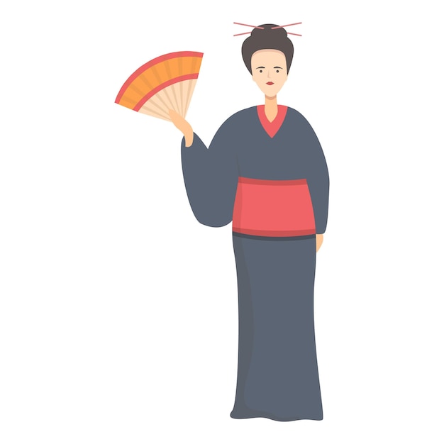 Vector geisha fan icon cartoon vector japan female woman style