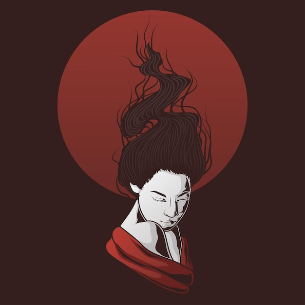 Geisha head mascot logo design