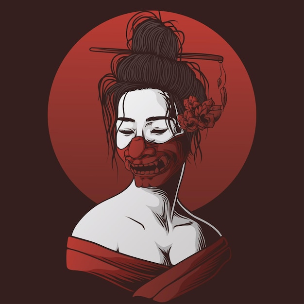 Geisha hoofd mascotte logo ontwerp