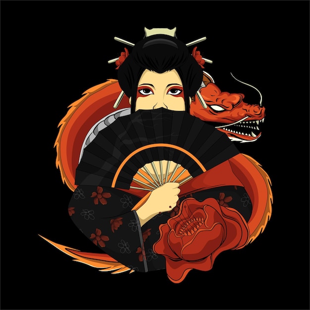 Geisha japan vrouwen ilustration ontwerp voor tshirt