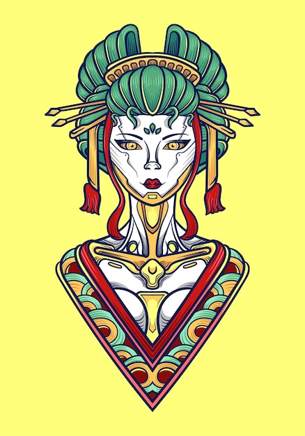 Geisha Japans meisjeGeisha robot Japans meisje vectorillustratie