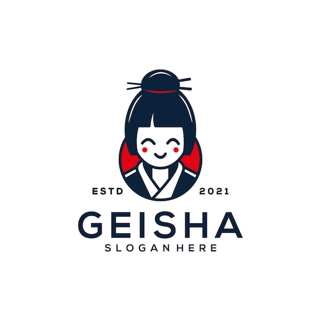 Vettore disegno del logo della geisha