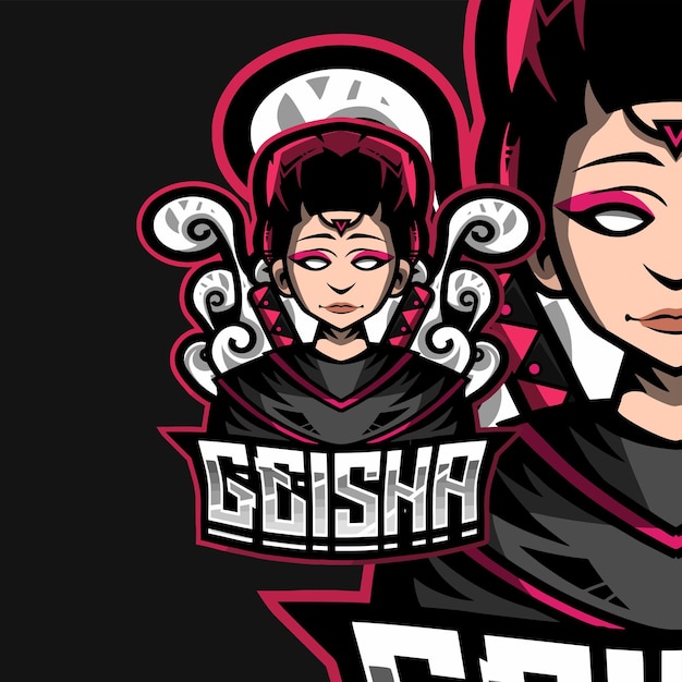 geisha-mascotte voor esport-logo