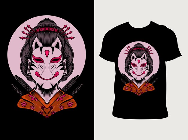 Maschera geisha con design t-shirt