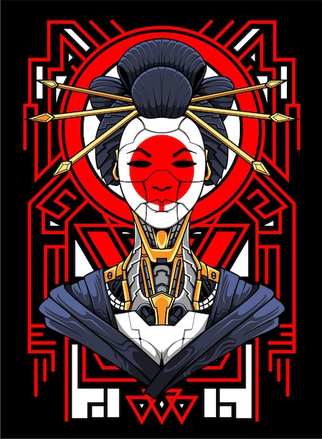Geisha mecha illustratie vector kunst