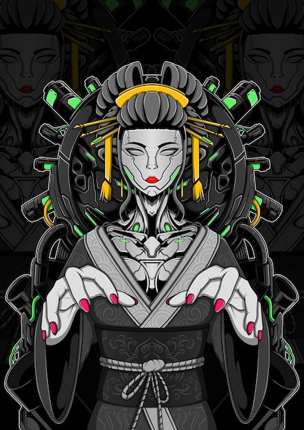 Vector geisha robot illustratie